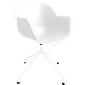 Paperflow, Paperflow Besucherstuhl mit Armlehne MOON Weiss 2 Stück, Schalenstuhl Moon, 2er-Set, B 600 x T 575 x H 830 mm, um 360° drehbar, Polypropylen & Stahl lackiert, weiss