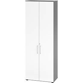 Hammerbacher, Hammerbacher Schrank V968T6/G/W/BS Grau 80 x 42 x 215,4 cm, Schränke Breno, 6 OH, abschliessbar, 28 kg je Boden, B 800 x T 420 x H 2156 mm, graphit/weiss