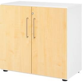 LIVIQUE, Aktenschrank Office, Schränke Breno, 2 OH, abschliessbar, 28 kg je Boden, B 800 x T 420 x H 748 mm, weiss/Ahorn