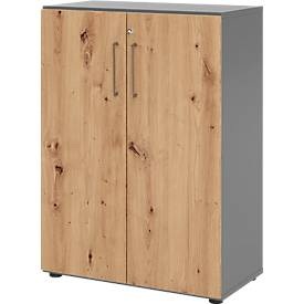 undefined, Schränke Breno, 3 OH, abschliessbar, 28 kg je Boden, B 800 x T 420 x H 1100 mm, graphit/Asteiche, Schränke Breno, 3 OH, abschliessbar, 28 kg je Boden, B 800 x T 420 x H 1100 mm, graphit/Asteiche
