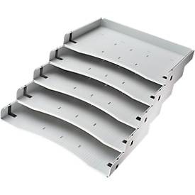undefined, Schrägablagen-Set 5 Stück für DIN A4 lichtgrau, Hammerbacher Schrägablagen Lichtgrau 327 x 212 x 33 mm