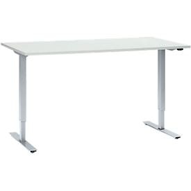 Schreibtisch, 1-stufig elektrisch höhenverstellbar, B 1600 mm, H 705-1205 mm, lichtgrau
