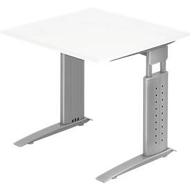 undefined, Schreibtisch TARVIS, C-Fuß, Rechteck, B 800 mm, Gestell silber, höhenverstellbar, weiß