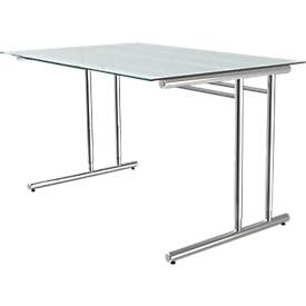 undefined, Schreibtisch Toledo, höhenverstellbar, C-Fuß, Glasplatte, B 1200 x T 800 mm, Schreibtisch Toledo, höhenverstellbar, C-Fuß, Glasplatte, B 1200 x T 800 mm