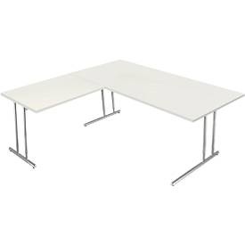 undefined, Schreibtisch Toledo, mit Anbautisch, höhenverstellbar, C-Fuss, B 1800 x T 800 mm, weiss