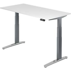 undefined, Schreibtisch TOPAS LINE, 2-stufig elektr. höhenverstellbar, B 1600, weiss/graphit/alu poliert