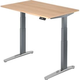 undefined, Schreibtisch TOPAS LINE, 2-stufig elektr. höhenverstellbar, B 1200, Eiche/graphit/alu poliert