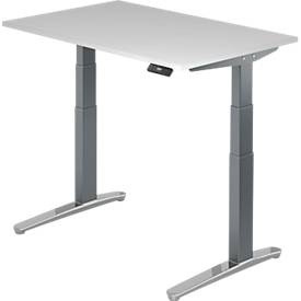 undefined, Schreibtisch TOPAS LINE, 2-stufig elektr. höhenverstellbar, B 1200, weiss/graphit/alu poliert