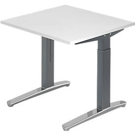 undefined, Schreibtisch TOPAS LINE, manuell höheneinstellbar, B 800 mm, weiss/graphit/alu poliert