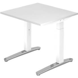 undefined, Schreibtisch TOPAS LINE, manuell höheneinstellbar, B 800 mm, weiss/weiss/alu poliert