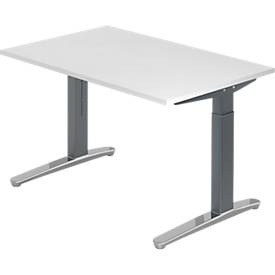undefined, Schreibtisch TOPAS LINE, manuell höheneinstellbar, B 1200 mm, weiss/graphit/alu poliert