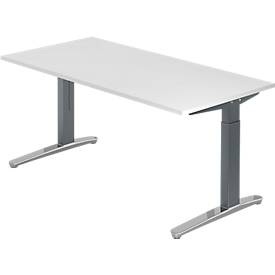 undefined, Schreibtisch TOPAS LINE, manuell höheneinstellbar, B 1600 mm, weiss/graphit/alu poliert