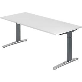 undefined, Schreibtisch TOPAS LINE, manuell höheneinstellbar, B 1800 mm, weiss/graphit/alu poliert
