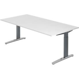 undefined, Schreibtisch TOPAS LINE, manuell höheneinstellbar, B 2000 mm, weiss/graphit/alu poliert