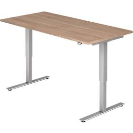 undefined, UPLINER - Schreibtisch, elektrisch höhenverstellbar BxT 1600 x 800 mm Dekor Nussbaum, UPLINER - Schreibtisch, elektrisch höhenverstellbar, gerade, BxT 1600 x 800 mm, Nussbaum/alusilber