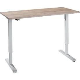 undefined, Schreibtisch, elektrisch höhenverstellbar, Rechteck, T-Fuss, B 1300 x T 650 x H 715-1205 mm, Eiche/weissaluminium, Schreibtisch, elektrisch höhenverstellbar, Rechteck, T-Fuss, B 1300 x T 650 x H 715-1205 mm, Eiche/weissaluminium