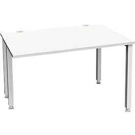 Schreibtisch MODENA FLEX, 4-Fuß-Quadratrohr, verkürzte Seitenteile, B 1200 mm, lichtgrau