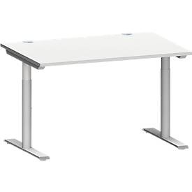 Schreibtisch MODENA FLEX, T-Fuß-Rundrohr, B 1200 x T 800 mm, lichtgrau