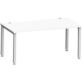 Schäfer Shop Genius, Schäfer Shop Genius Schreibtisch MODENA FLEX, 4-Fuss-Quadratrohr, B 1600 x T 800, weiss, Schreibtisch MODENA FLEX, Rechteck, 4-Fuss Quadratrohr, B 1600 x T 800 x H 720-820 mm, weiss/weissaluminium