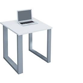 undefined, Schreibtisch, rechteckig, Bügelfuß, B 800 x T 800 x H 760 mm, weiß/silber
