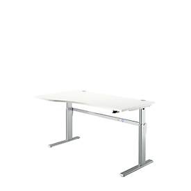 undefined, Schreibtisch Standard, elektrisch höhenverstellbar, Freiform, Ansatz links, C-Fuss, B 1800 x T 1000/800 x H 725-1185 mm, weiss/weissalu, Schreibtisch Standard, elektrisch höhenverstellbar, Freiform, Ansatz links, C-Fuss, B 1800 x T 1000/800 x H 725-1185 mm, weiss/weissalu