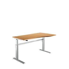 Schreibtisch Standard, Ansatz rechts, 1-stufig elektrisch höhenverstellbar, B 1800 mm, Buche