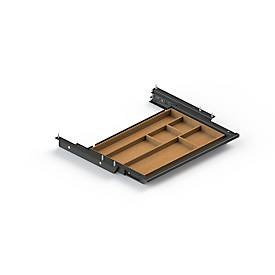 undefined, Schublade für elektrisch höhenverstellbaren Schreibtisch Elements, Metall mit Bambus-Inlay, B 424,6 x T 264,5 x H 36,5 mm, schwarz, Actiforce Materialschublade SN Masse (B x T x H): 43.4 x 26 x 4.4 cm