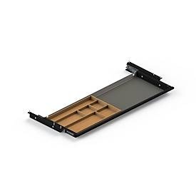 undefined, Schublade für elektrisch höhenverstellbaren Schreibtisch Elements, Metall mit Bambus-Inlay, B 759,6 x T 264,5 x H 36,5 mm, schwarz, Actiforce Materialschublade SL Schwarz