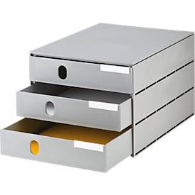 styro, STYRO Systembox styroval pro öko 14-8050.85 grau/grau 3 Schubladen, Styro Schubladenbox Styroval Pro Öko 3 Schubladen, Grau
