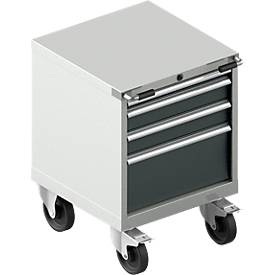 Schäfer Shop Select, Schubladenschrank mit Rollen WSK 27-27, 4 Schübe, bis 200 kg, B 564 x T 572 x H 770 mm, lichtgrau/anthrazitgrau