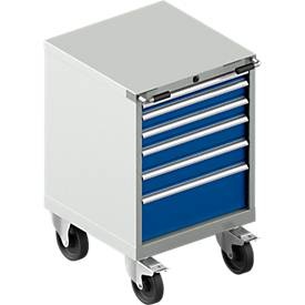 Schäfer Shop Select, Schubladenschrank mit Rollen WSK 27-27, 6 Schübe, bis 200 kg, B 564 x T 572 x H 870 mm, lichtgrau/enzianblau