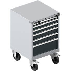 Schäfer Shop Select, Schubladenschrank mit Rollen WSK 27-27, 6 Schübe, bis 75 kg, B 564 x T 572 x H 870 mm, weissaluminium/anthrazitgrau