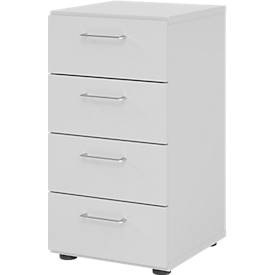 undefined, Schubladenschrank Breno, 4 Schübe, Metallgriffe, B 400 x T 420 x H 748 mm, lichtgrau/lichtgrau, Schubladenschrank Breno, 4 Schübe, Metallgriffe, B 400 x T 420 x H 748 mm, lichtgrau/lichtgrau