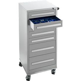 SSI Schäfer, Schubladenschrank SFR 70, 7 Schübe, mit Rollen, alusilber, Schäfer Shop Select Schubladenschrank SFR 70, 7 Schübe, mit Rollen, weissaluminium RAL 9006 weissaluminium RAL 9006