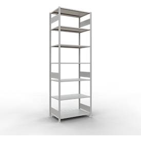 Schulte Lagertechnik, SCHULTE Lagertechnik - Stecks.Grundr.mit Längenriegel - 3000x1000x600 mm, Typ 150 kg, Schulte Lagertechnik Fachbodenregal MULTIplus150, Steck-Grundregal, B 1000 x T 600 x H 3000 mm, 7 Ebenen, bis 1500 kg, lichtgrau