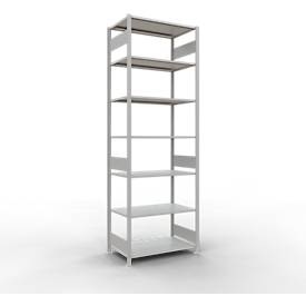 Schulte Lagertechnik, SCHULTE Lagertechnik - Stecks.Grundr.mit Längenriegel - 3000x1000x600 mm, Typ 150 kg, Schulte Lagertechnik Fachbodenregal MULTIplus150, Steck-Grundregal, B 1000 x T 600 x H 3000 mm, 7 Ebenen, bis 1500 kg, lichtgrau