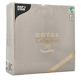 PAPSTAR, Servietten Papstar Royal Collection, 5 x 50 Stück, 1/4-Falz, Stoffoptik, 400 x 400 mm, Papier, grau, Servietten Papstar Royal Collection, 5 x 50 Stück, 1/4-Falz, Stoffoptik, 400 x 400 mm, Papier, grau