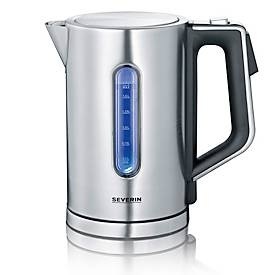 Severin, Severin 3418 Wasserkocher schnurlos Edelstahl (gebürstet), SEVERIN Digitaler Wasserkocher WK 3418, 1,7 l, 3.000 W, einstellbare Temperatur 40?100 °C, Warmhalten, 360° Central Cordless, BPA?frei, Edelstahl gebürstet/Schwarz