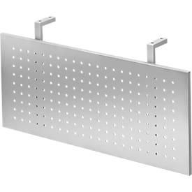 undefined, Sichtblende Lochblech weißaluminium für 800 mm breite Tische, Sichtblende für Schreibtische, Metall, gelocht, silberfarben einbrennlackiert, B 800 mm