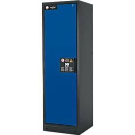 Sicherheitsschrank Typ 90 asecos, B 600 mm, Tür links, 3 Böden, enzianblau