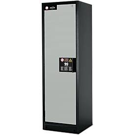 Sicherheitsschrank Typ 90 asecos, B 600 mm, Tür links, 3 Böden, lichtgrau