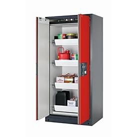 asecos, Sicherheitsschrank Typ 90 asecos Q-PEGASUS-90, Flügeltüren mit Schliess-Automatik, Einhandbedienung, Front Verkehrsrot, B 1193 x T 615 x H 1953 mm