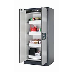Sicherheitsschrank Typ 90 asecos Q-PEGASUS-90, Flügeltüren mit Schliess-Automatik, Einhandbedienung, Front asecos Silber, B 1193 x T 615 x H 1953 mm