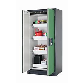 Sicherheitsschrank Typ 90 asecos Q-PEGASUS-90, Flügeltüren mit Schliess-Automatik, Einhandbedienung, Front Resedagrün, B 893 x T 615 x H 1953 mm