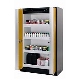 asecos, Sicherheitsschrank Typ 90 asecos Q-PHOENIX-90, Falttüren, Front Sicherheitsgelb, B 1193 x T 615 x H 1953 mm, Sicherheitsschrank Typ 90 asecos Q-PHOENIX-90, Falttüren, Front Sicherheitsgelb, B 1193 x T 615 x H 1953 mm