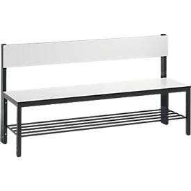 CP, Garderobenbank BASIC PLUS, einseitig, C+P Garderobenbank BASIC PLUS, einseitig, HPL, Lehne, Länge 1500 mm, weiß, Schuhrost