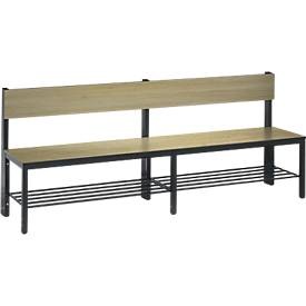 CP, Garderobenbank BASIC PLUS, einseitig, C+P Garderobenbank BASIC PLUS, einseitig, HPL, Lehne, Länge 1960 mm, Dekor Eiche, Schuhrost