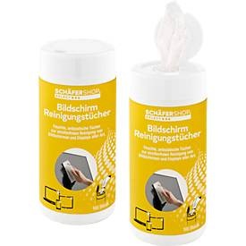 Schäfer Shop, CLIP Bildschirm-Reinigungstücher, feucht, 100 Stück, 
