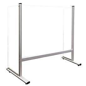 Franken, Spuckschutz Franken, Stärke 3 mm, Seitenteile, Fußprofile & Quertraverse, Aluminium & Acrylgas klar, B 1029 x T 420 x H 927 mm, Franken Tresen- und Schreibtisch Schutzscheibe Freistehend mit Seitenwand Aluminiumsäule 1000 X 650 mm Gehärtetes Glas Silber Eloxiert