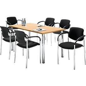 undefined, Tisch m. 6 Stühlen, Buche-Dekor, 1600x800 mm, Tisch m. 6 Stühlen, Buche-Dekor, 1600x800 mm